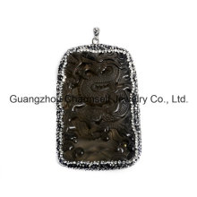 Hot Selling Fashion Gemstone Pendant with Crystal Rhinestone Caps